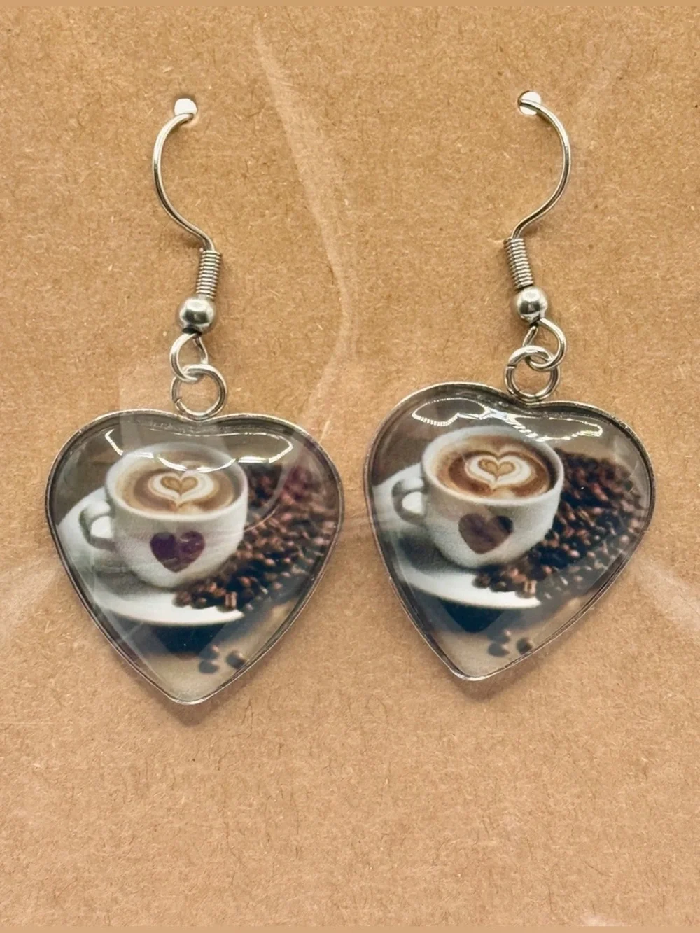 ☕️ Heart Coffee Cup Dangle Earrings - Brown
